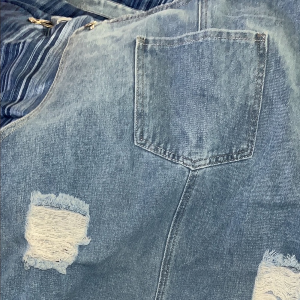 Blue Jean over skirt with holes